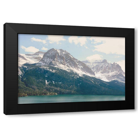Saint Mary Lake Black Modern Wood Framed Art Print with Double Matting by Annie Bailey Art