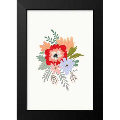 Spring Flowers Black Modern Wood Framed Art Print by Annie Bailey Art