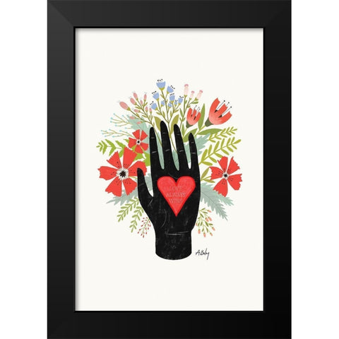 Love Always Wins Black Modern Wood Framed Art Print by Annie Bailey Art
