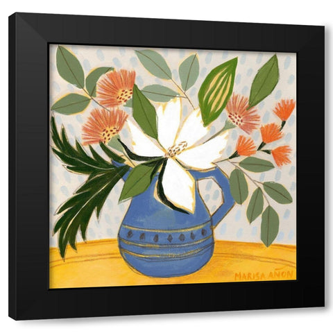 April Florals 11 Black Modern Wood Framed Art Print with Double Matting by Anon, Marisa