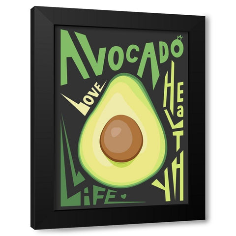 Kitchen Avocado Black Modern Wood Framed Art Print by Ayse