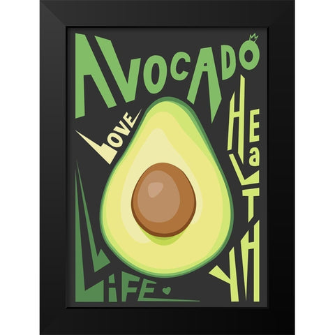 Kitchen Avocado Black Modern Wood Framed Art Print by Ayse