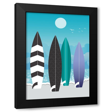 Surfboards Black Modern Wood Framed Art Print by Ayse