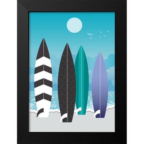 Surfboards Black Modern Wood Framed Art Print by Ayse