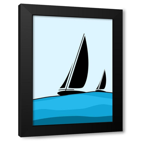 Sailing Black Modern Wood Framed Art Print by Ayse