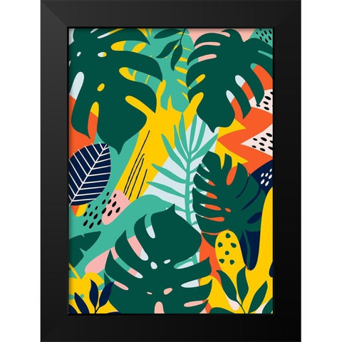 Tropical Leaves One Black Modern Wood Framed Art Print by Ayse