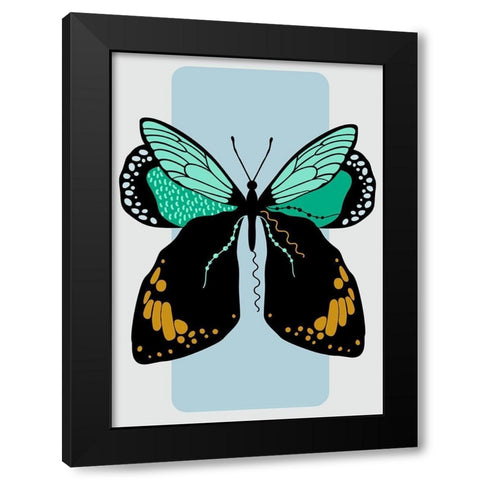 Butterfly Black Modern Wood Framed Art Print with Double Matting by Ayse