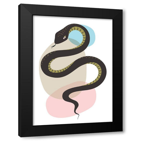 Snake Black Modern Wood Framed Art Print by Ayse
