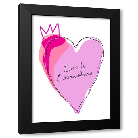 Love is Everywhere Black Modern Wood Framed Art Print with Double Matting by Ayse
