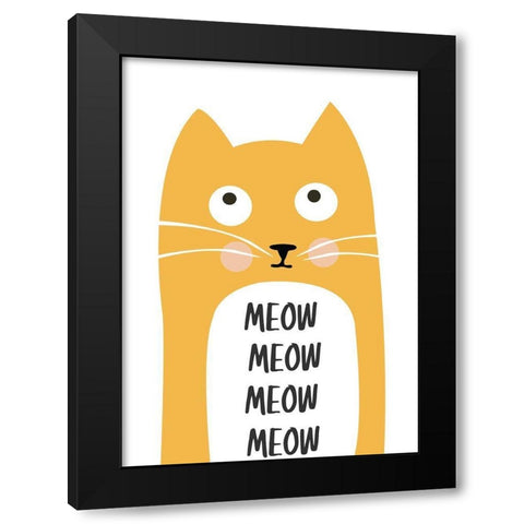 Meow Black Modern Wood Framed Art Print with Double Matting by Ayse