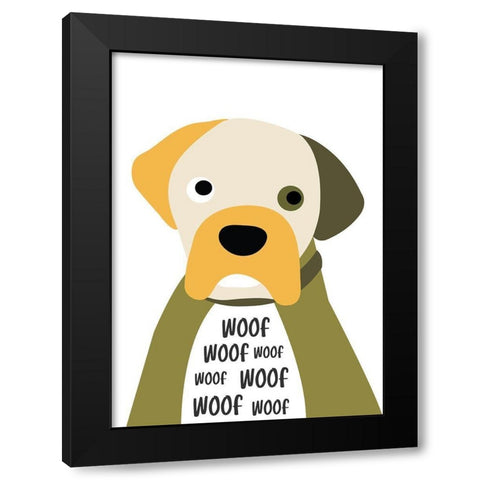 Woof Black Modern Wood Framed Art Print with Double Matting by Ayse