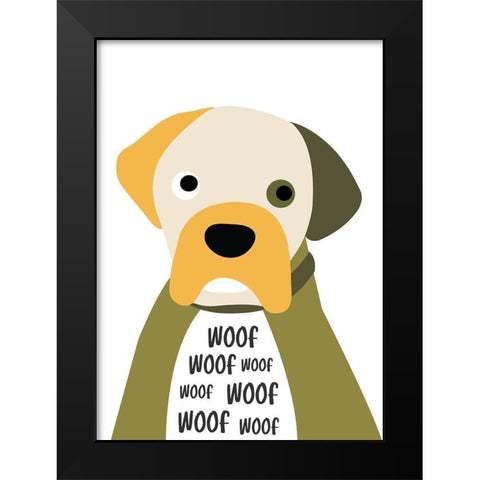 Woof Black Modern Wood Framed Art Print by Ayse