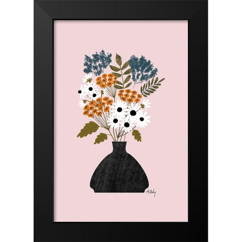 Summer Wildflowers Black Modern Wood Framed Art Print by Annie Bailey Art