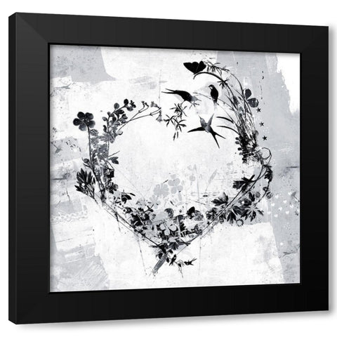 Floral Heart Black Modern Wood Framed Art Print with Double Matting by Albers, Teis