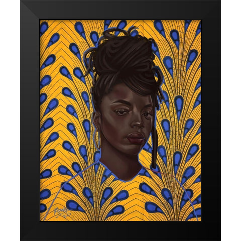 Dreads Black Modern Wood Framed Art Print by Adeleke, Adekunle