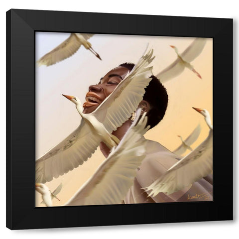 Joy Black Modern Wood Framed Art Print by Adeleke, Adekunle