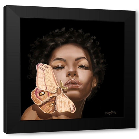 Moth Black Modern Wood Framed Art Print with Double Matting by Adeleke, Adekunle