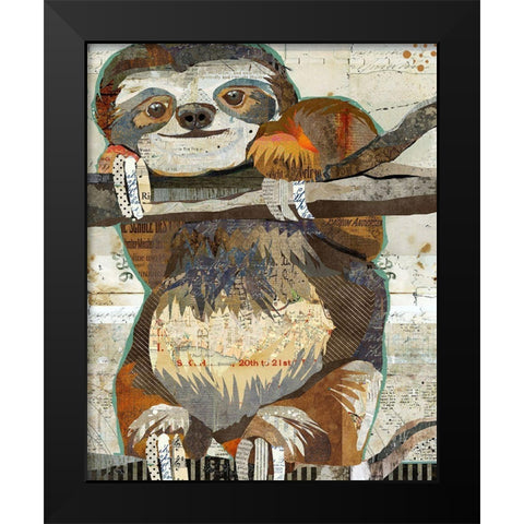 Sloth Black Modern Wood Framed Art Print by Anderson, Traci
