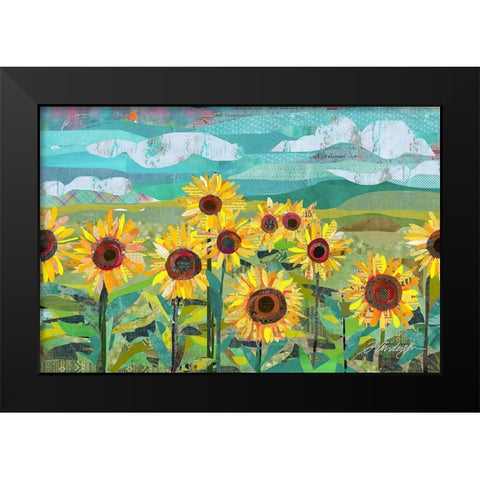 Sunflowers At Dusk Black Modern Wood Framed Art Print by Anderson, Traci
