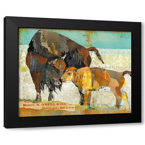 Bison and Baby Black Modern Wood Framed Art Print by Anderson, Traci