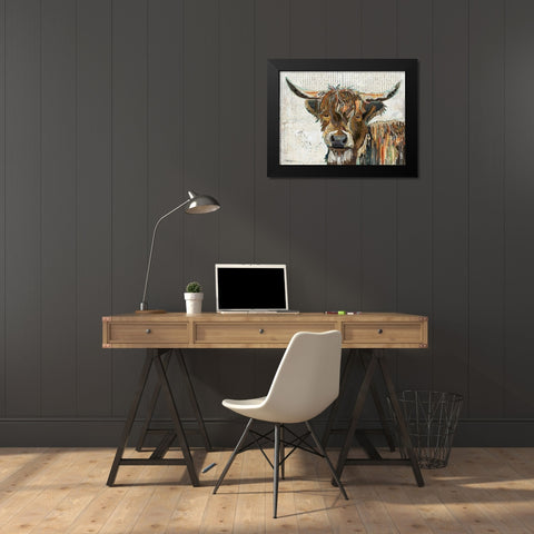 Highland Cow Black Modern Wood Framed Art Print by Anderson, Traci