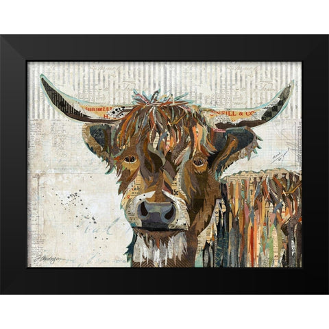 Highland Cow Black Modern Wood Framed Art Print by Anderson, Traci