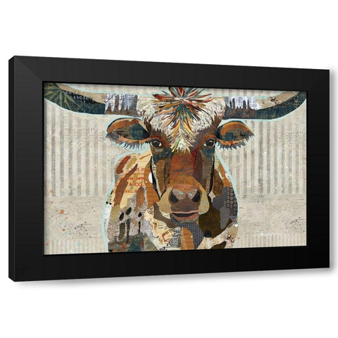 Longhorn Black Modern Wood Framed Art Print by Anderson, Traci
