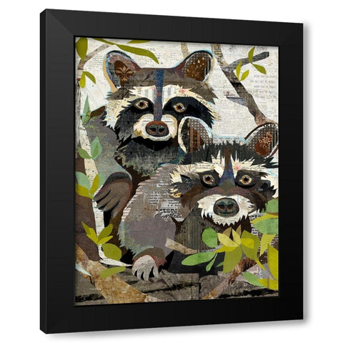 Raccoons Black Modern Wood Framed Art Print with Double Matting by Anderson, Traci