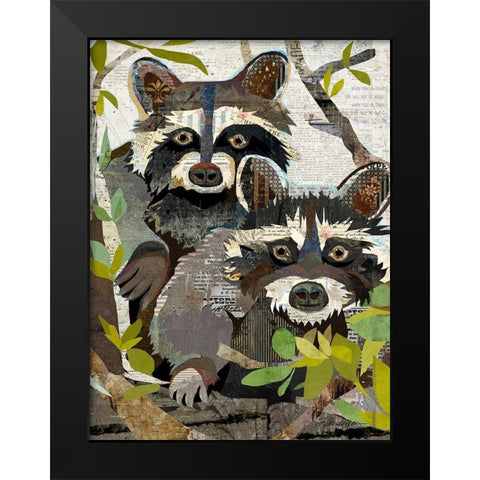 Raccoons Black Modern Wood Framed Art Print by Anderson, Traci