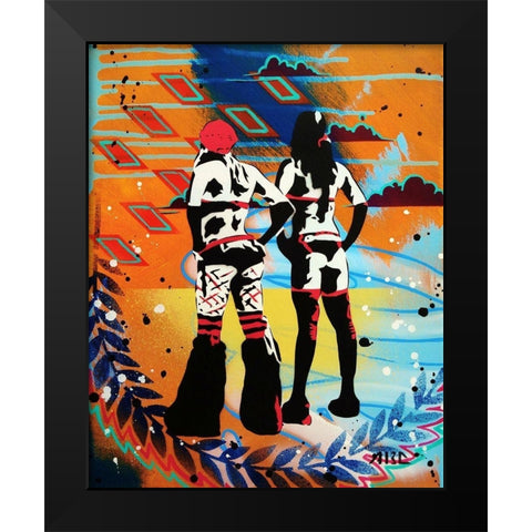 Burner Girls Black Modern Wood Framed Art Print by AbcArtAttack