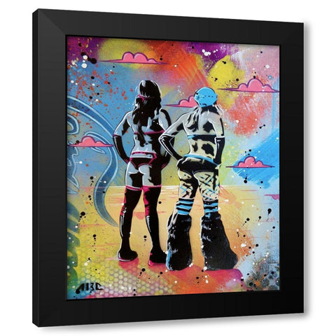 Burner Girls 2 Black Modern Wood Framed Art Print by AbcArtAttack