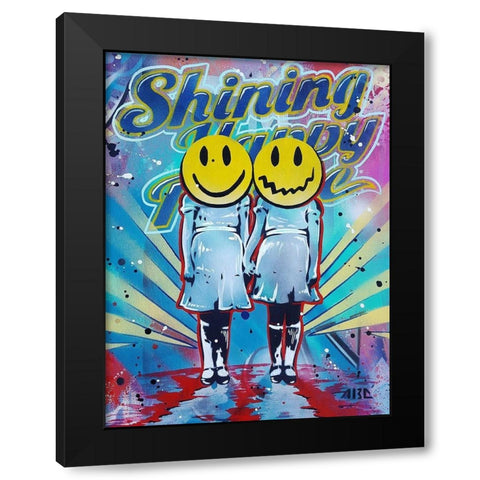 Shining Happy People Black Modern Wood Framed Art Print by AbcArtAttack