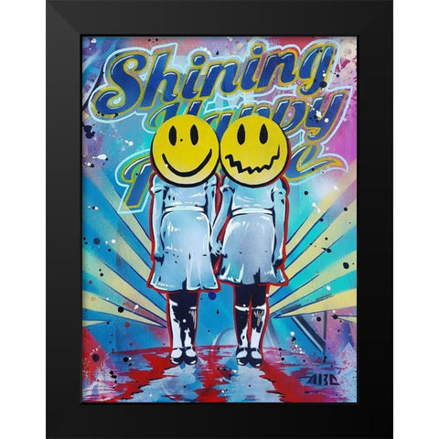 Shining Happy People Black Modern Wood Framed Art Print by AbcArtAttack