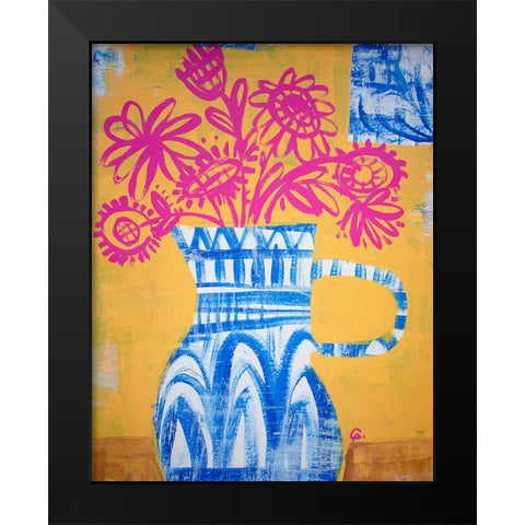 Talavera Vase 1 Black Modern Wood Framed Art Print by Avila, Gabriela