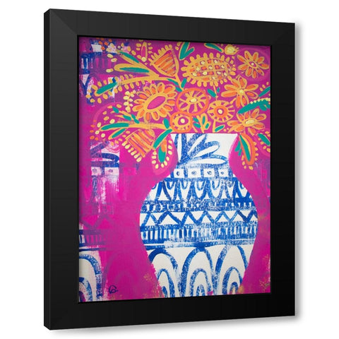 Talavera Vase 2 Black Modern Wood Framed Art Print by Avila, Gabriela