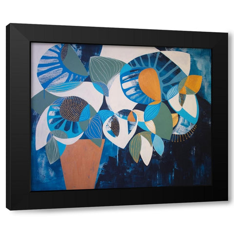 Midnight Bloom Black Modern Wood Framed Art Print by Avila, Gabriela