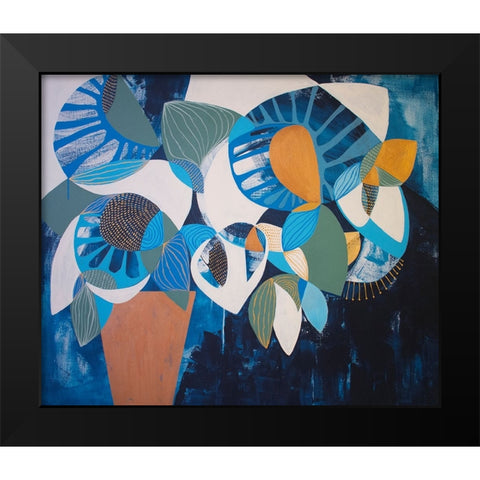 Midnight Bloom Black Modern Wood Framed Art Print by Avila, Gabriela