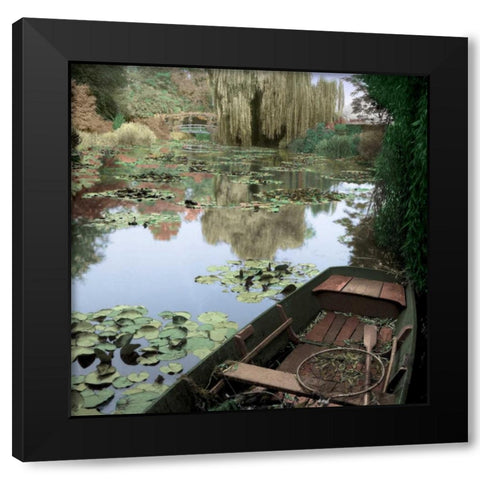 Giverny Boat #1 Black Modern Wood Framed Art Print by Blaustein, Alan