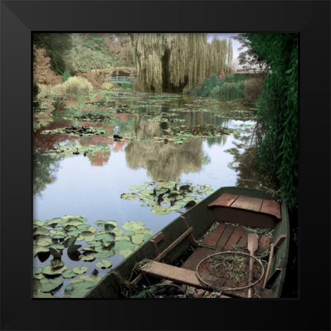 Giverny Boat #1 Black Modern Wood Framed Art Print by Blaustein, Alan