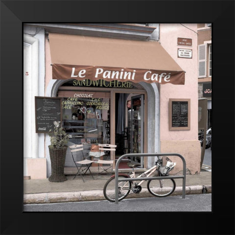 Le Panini Cafe Black Modern Wood Framed Art Print by Blaustein, Alan