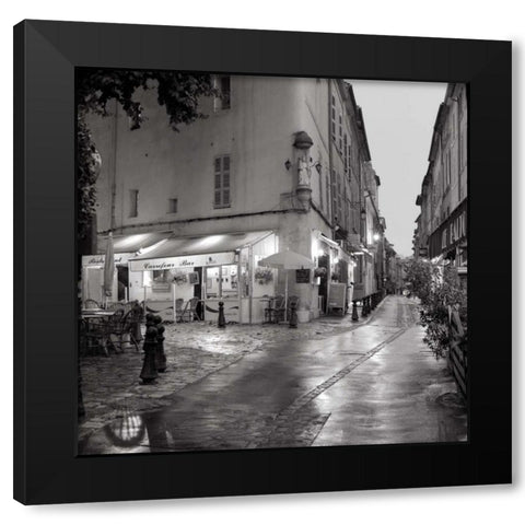 Carrefour Bistro Black Modern Wood Framed Art Print with Double Matting by Blaustein, Alan