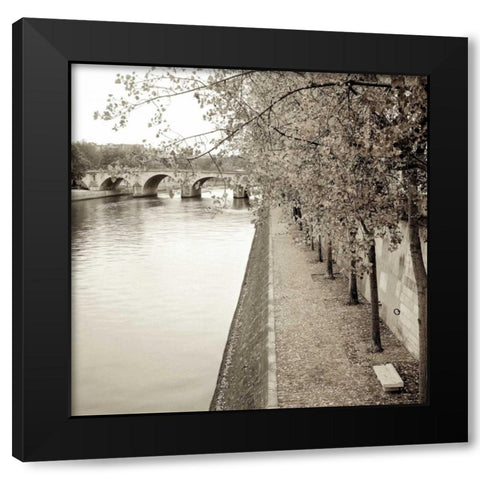 Sepia-Promenade Seine - 2 Black Modern Wood Framed Art Print by Blaustein, Alan