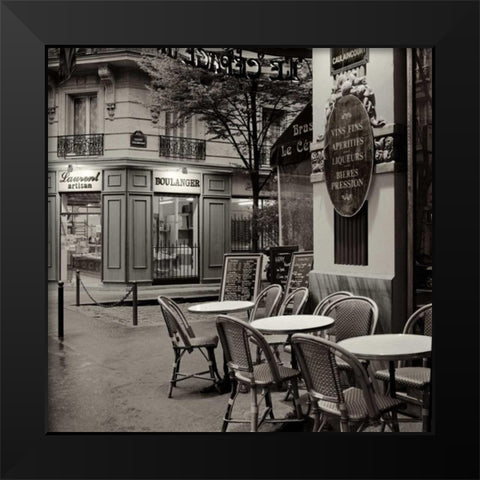 Cafe, Montmartre Black Modern Wood Framed Art Print by Blaustein, Alan
