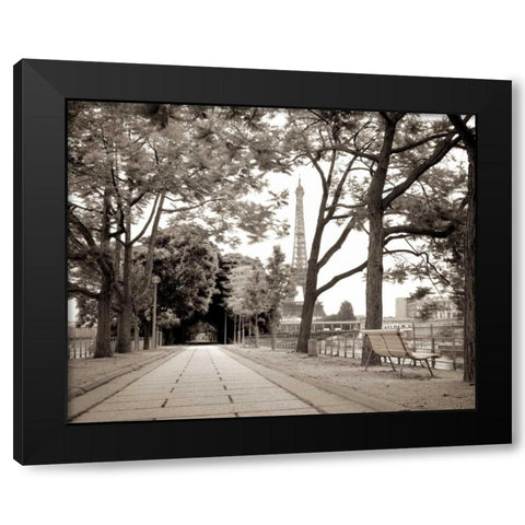 Promenade et Tour Eiffel - 1 Black Modern Wood Framed Art Print with Double Matting by Blaustein, Alan
