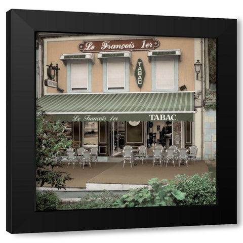 Le Francois 1er Bistro Black Modern Wood Framed Art Print with Double Matting by Blaustein, Alan