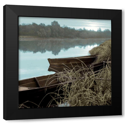 French Boats - 1 Black Modern Wood Framed Art Print by Blaustein, Alan