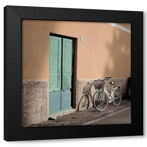 Liguria Bicycle - 1 Black Modern Wood Framed Art Print with Double Matting by Blaustein, Alan