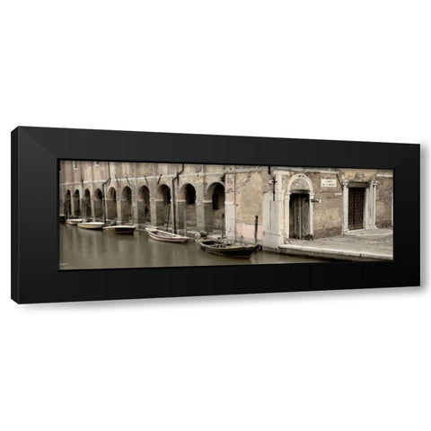 Canal Boats with Passageway Black Modern Wood Framed Art Print by Blaustein, Alan