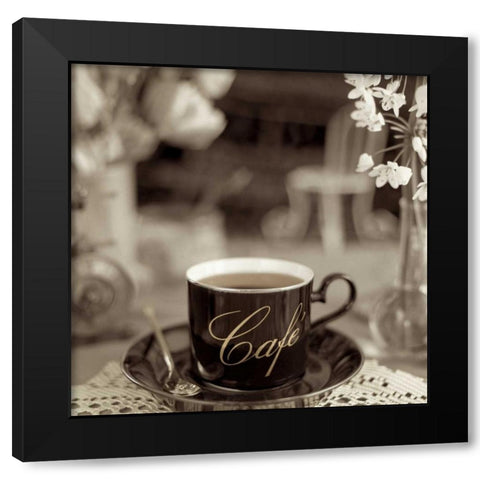 Nagano Cafe - 2 Black Modern Wood Framed Art Print with Double Matting by Blaustein, Alan