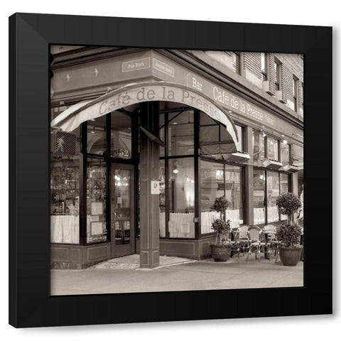 Cafe de La Presse - 2 Black Modern Wood Framed Art Print with Double Matting by Blaustein, Alan